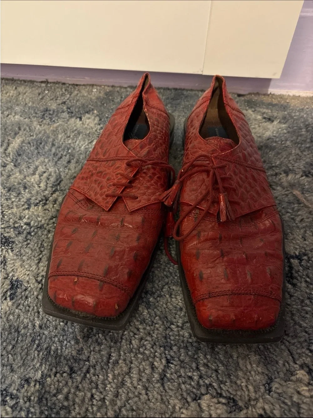 Giorgio Brutini Red Textured Lace-Up Oxfords
